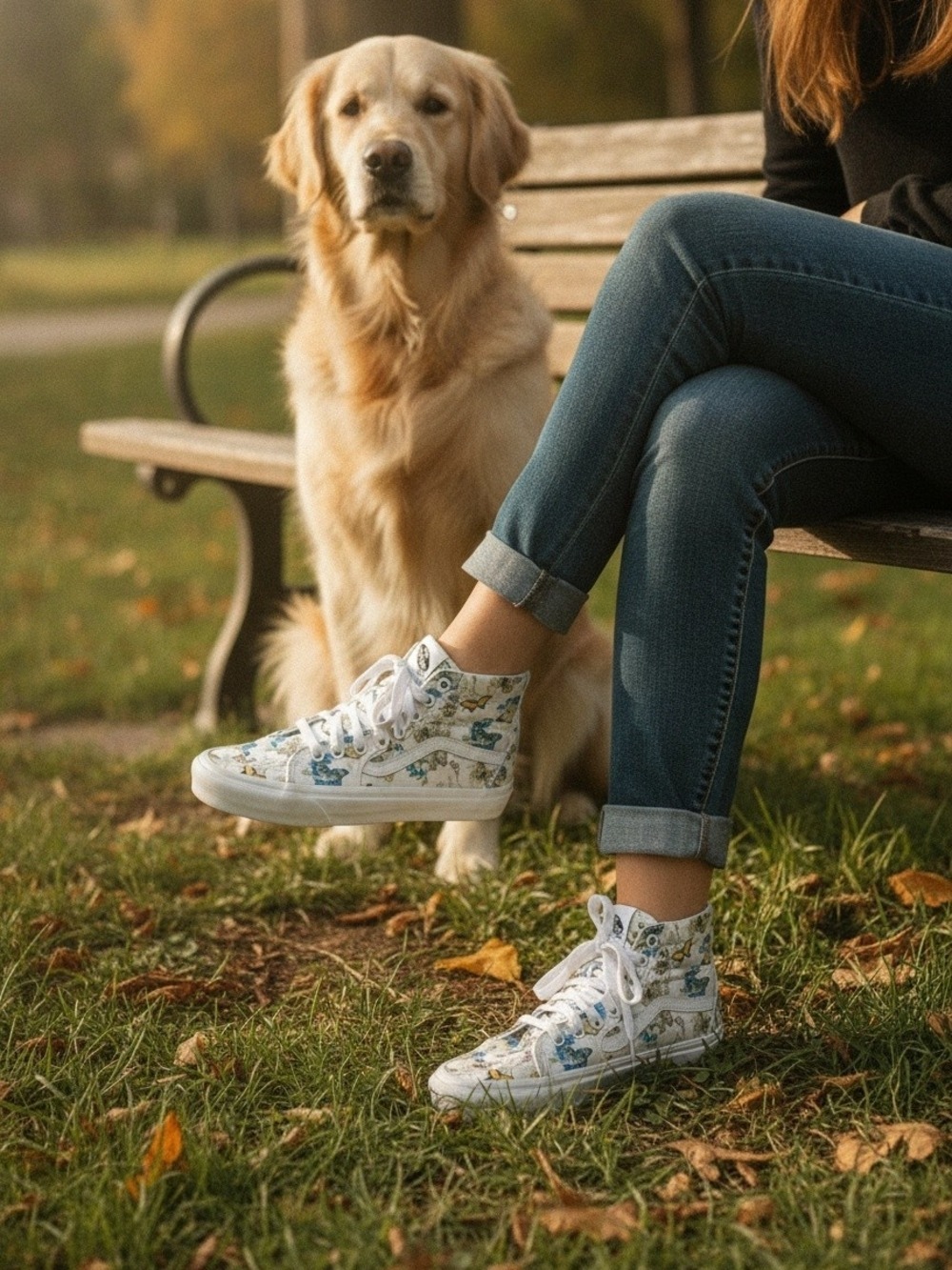 Vans Women's White Canvas High-Top Butterfly Print Sneakers